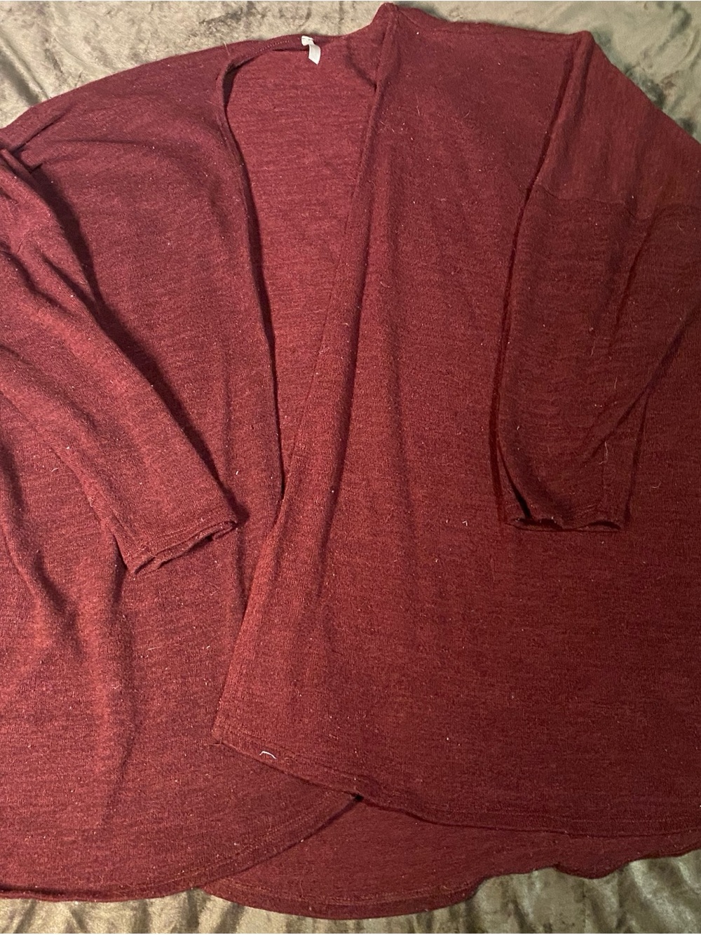 Source Unknown Women's Open-Front Burgundy Sweater Cardigan